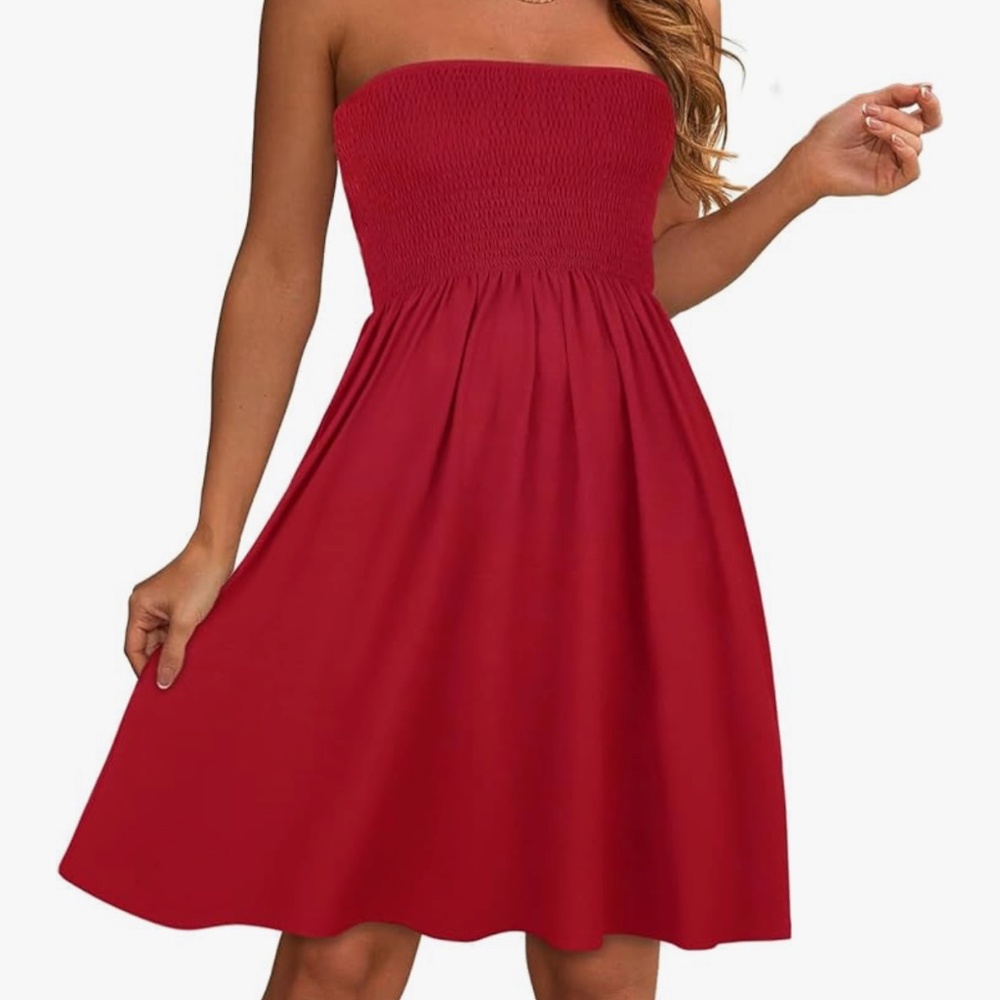 Summer Dresses for Women Strapless Casual Beach Cover Ups Tube Top Sundress